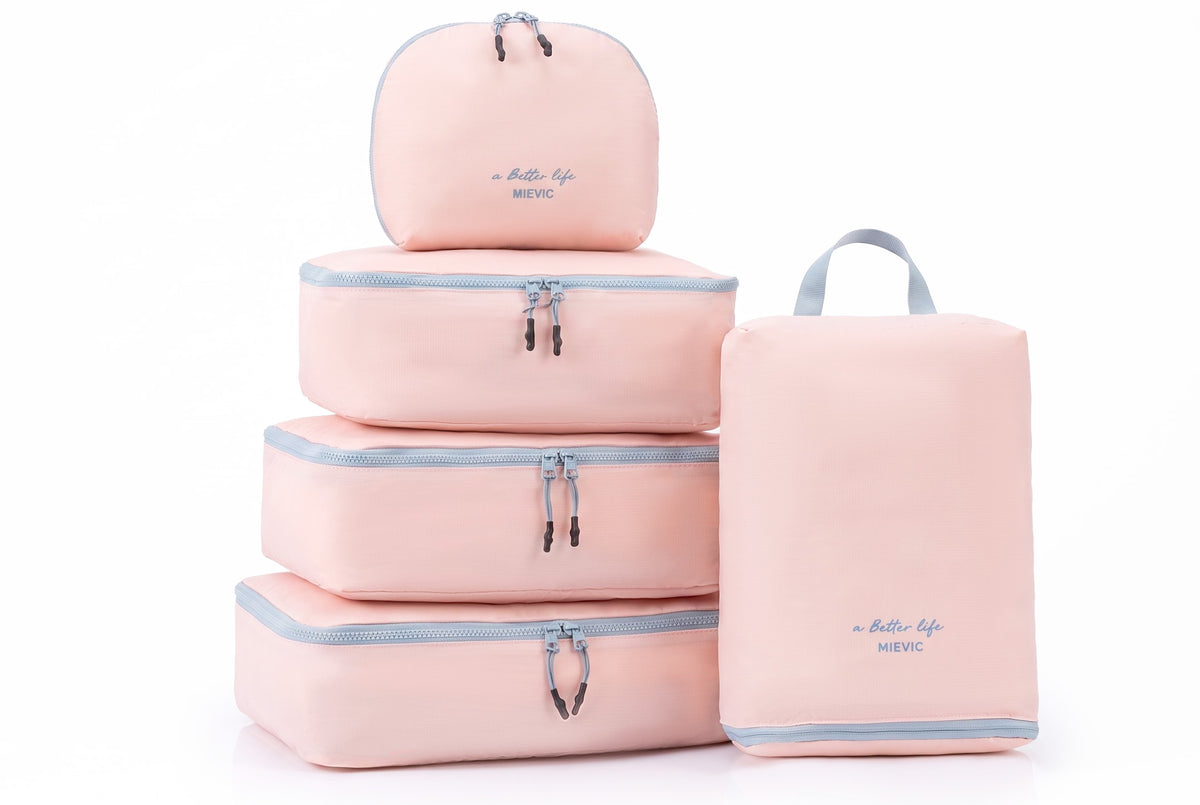 Set 5 Organiseurs de Valise Compression Bleu & Nude