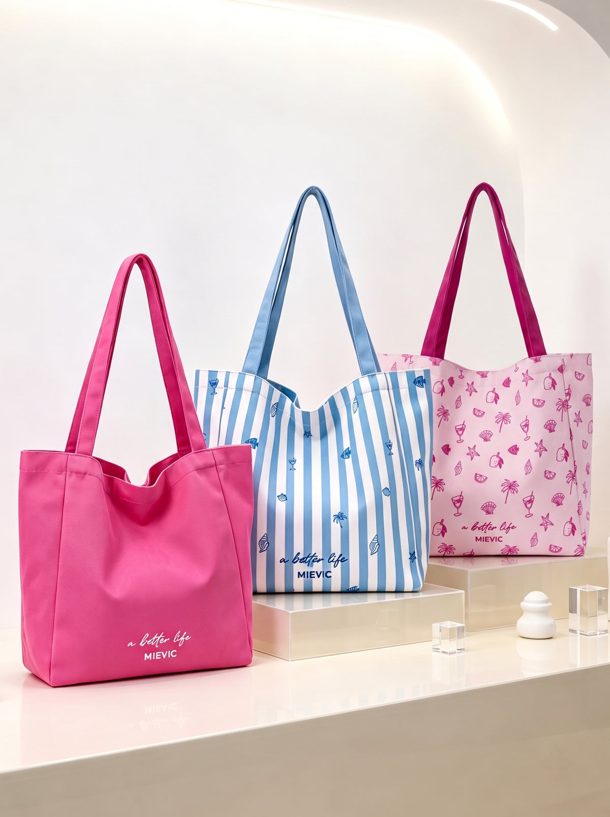 Plain Pink Shoulder Canvas Tote Bag WM2610 SUM26
