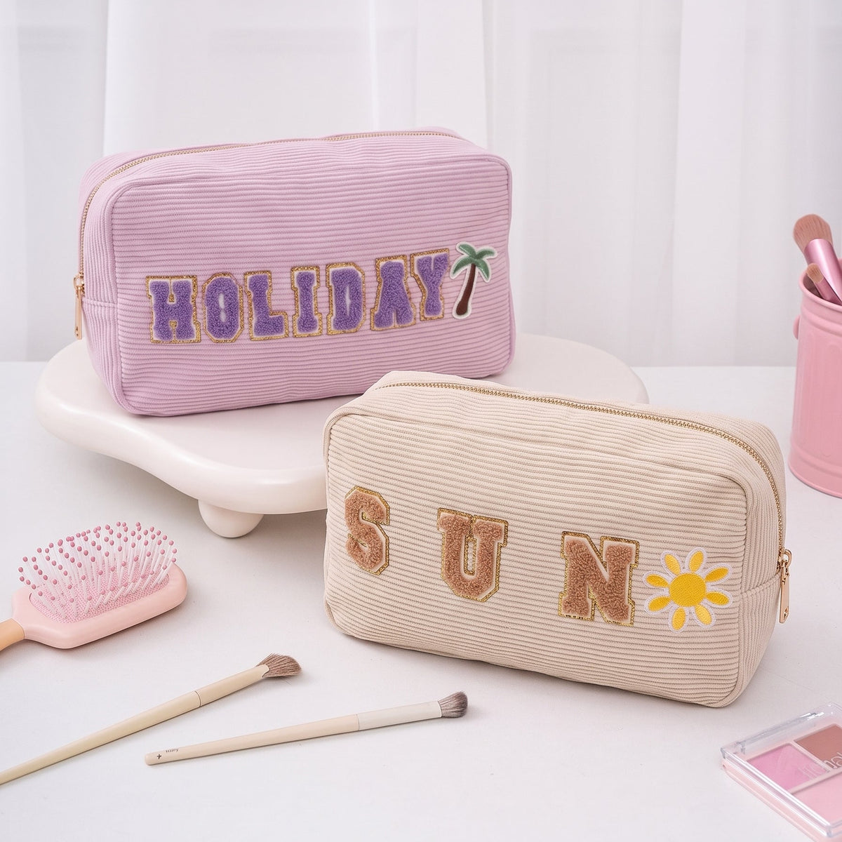 Purple Holiday Embroidery Cosmetic Pouch WM2628 SUM26