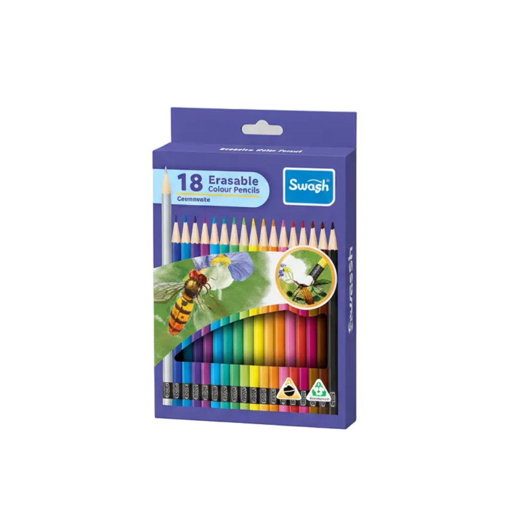18 Couleurs Erasable Couleur Crayon