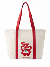 Cherry Love Bow Canvas Tote Bag ALI205 SUM26