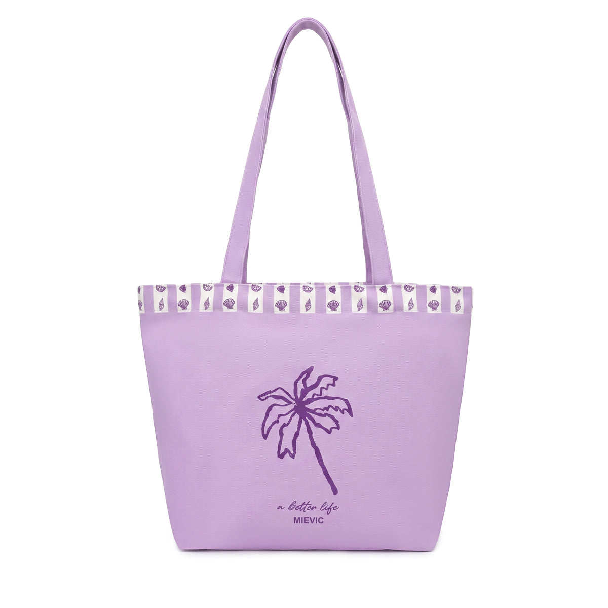 Lavender Palm Print Canvas Tote Bag WM2611 SUM26