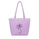 Lavender Palm Print Canvas Tote Bag WM2611 SUM26