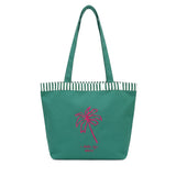 Green Palm Stripe Canvas Tote Bag WM2611 SUM26