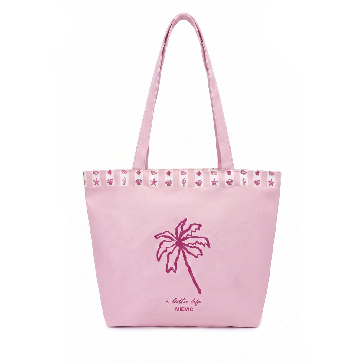 Pink Palm Print Canvas Tote Bag WM2611 SUM26