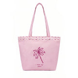 Pink Palm Print Canvas Tote Bag WM2611 SUM26