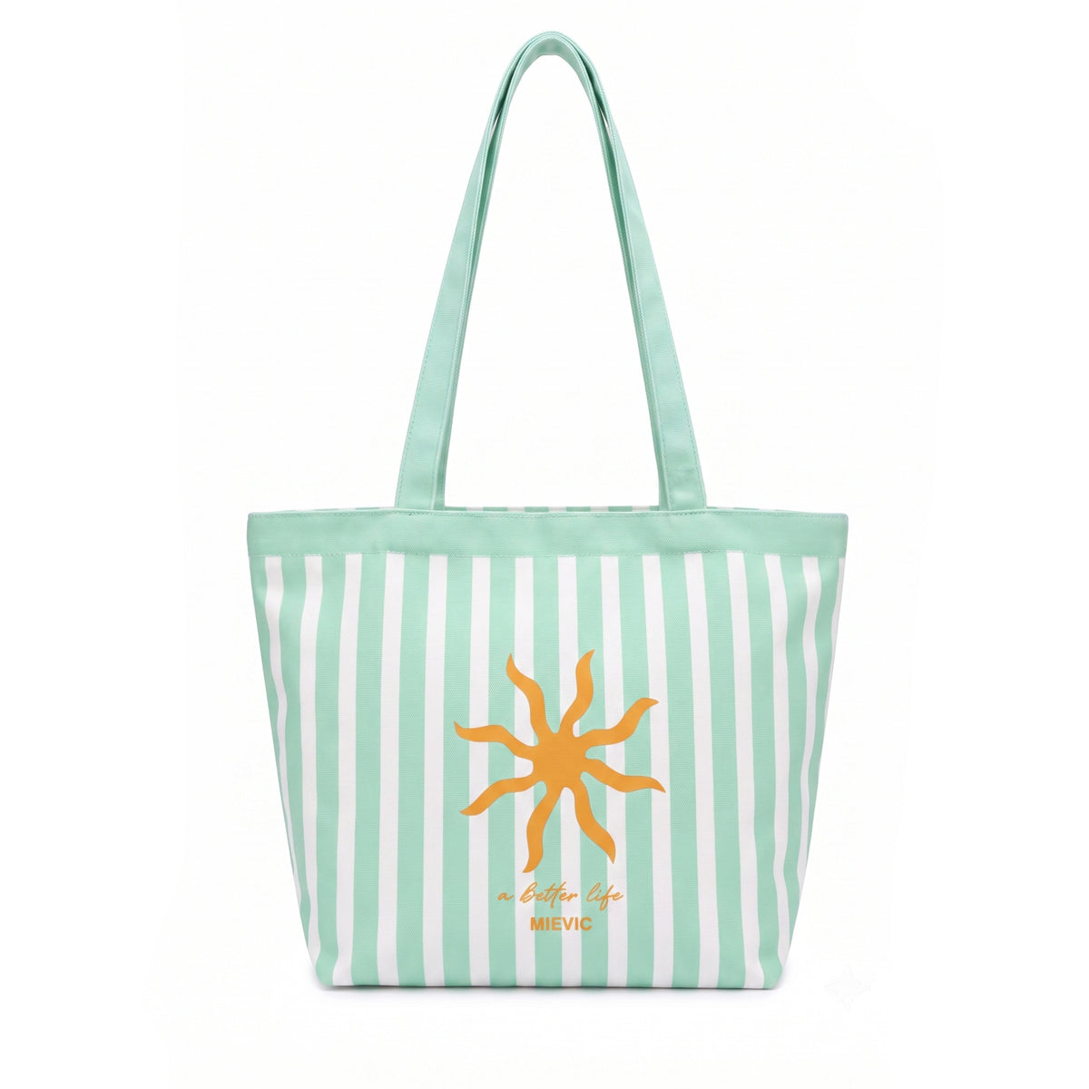 Green Striped Palm Sun Canvas Tote Bag WM2611 SUM26