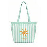 Green Striped Palm Sun Canvas Tote Bag WM2611 SUM26