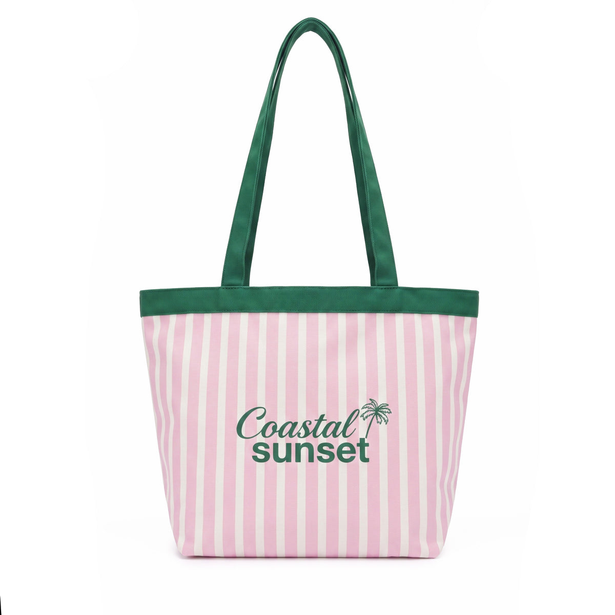 Coastal Sunset Pink Striped Canvas Tote Bag WM2611 SUM26