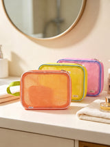 Grande Trousse de Maquillage en Mesh - Orange