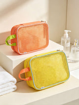 Grande Trousse de Maquillage en Mesh - Jaune