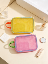 Grande Trousse de Maquillage en Mesh - Rose