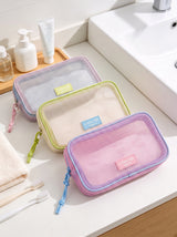 Pink Mesh Double Zipper Cosmetic Bag WM2612 SUM26
