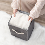 Rangement en Tissu Carré Storage Box Handle 26CM - Gris