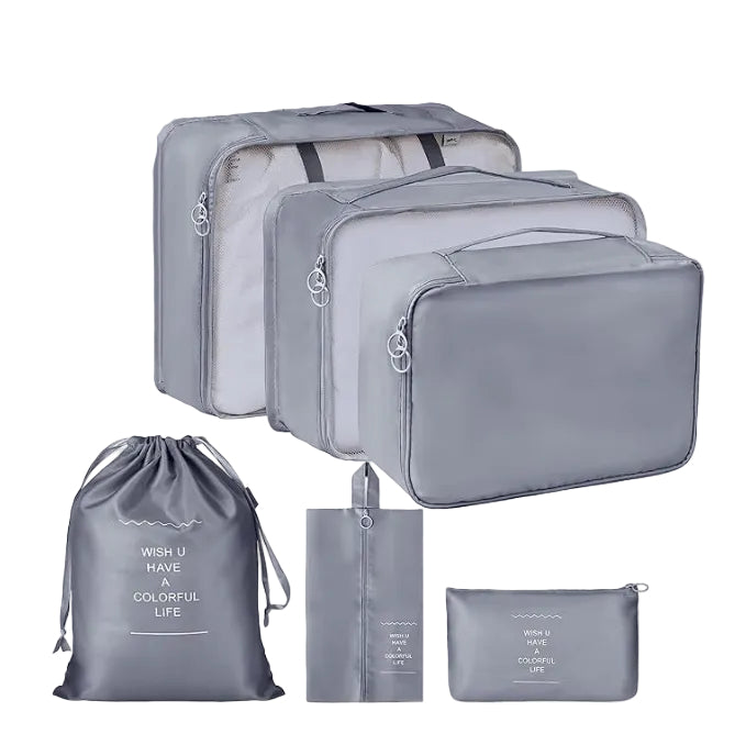 Set de 6 Sacs de Rangement pour Voyage Gris