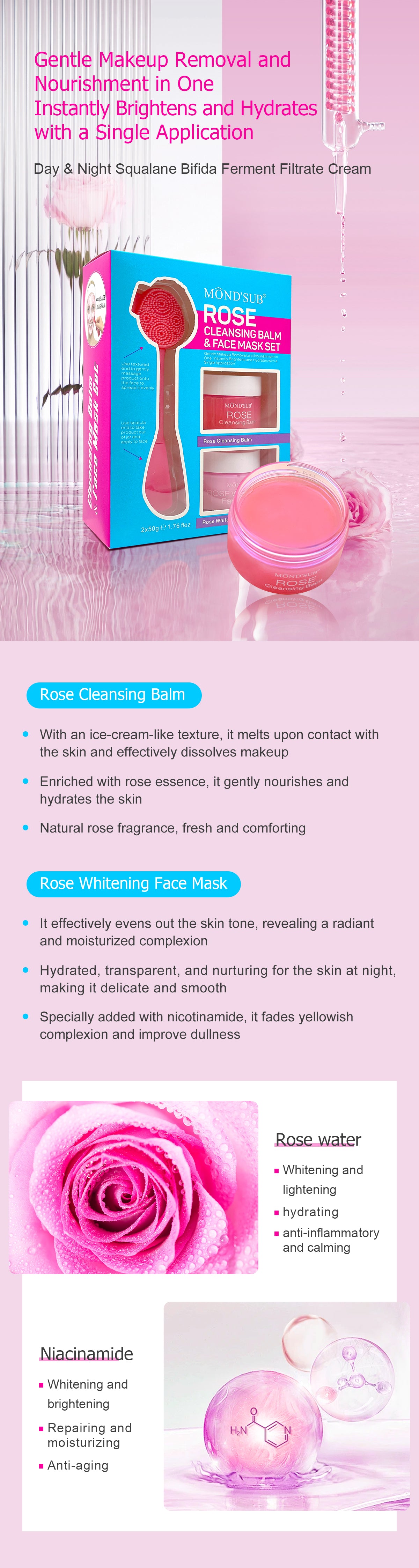 MOND'SUB Rose Cleaning Balm Face Masque Set