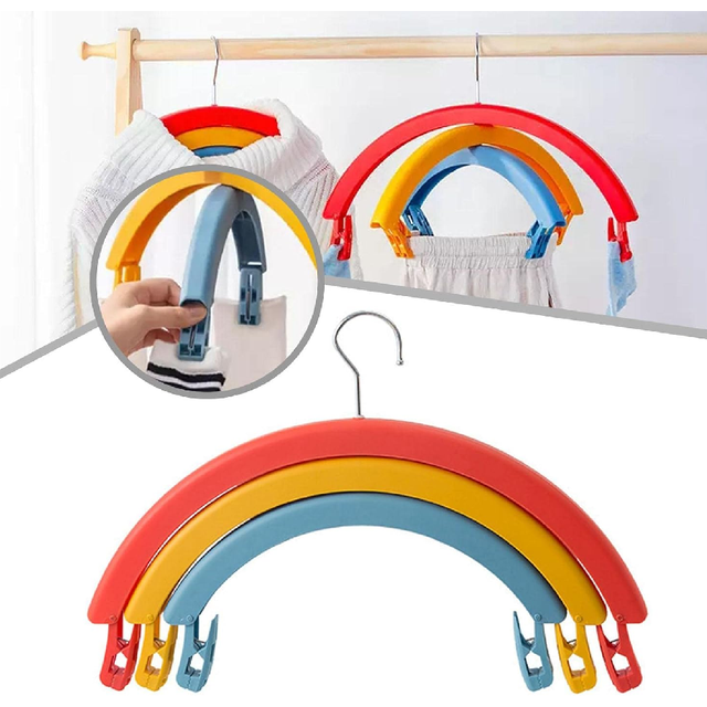 Cintre en plastique arc en ciel avec clips
