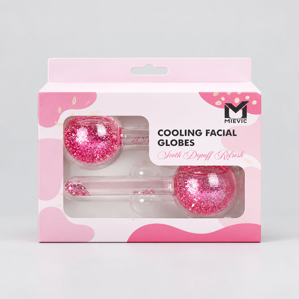 Globes rafraîchissants pour le visage roses