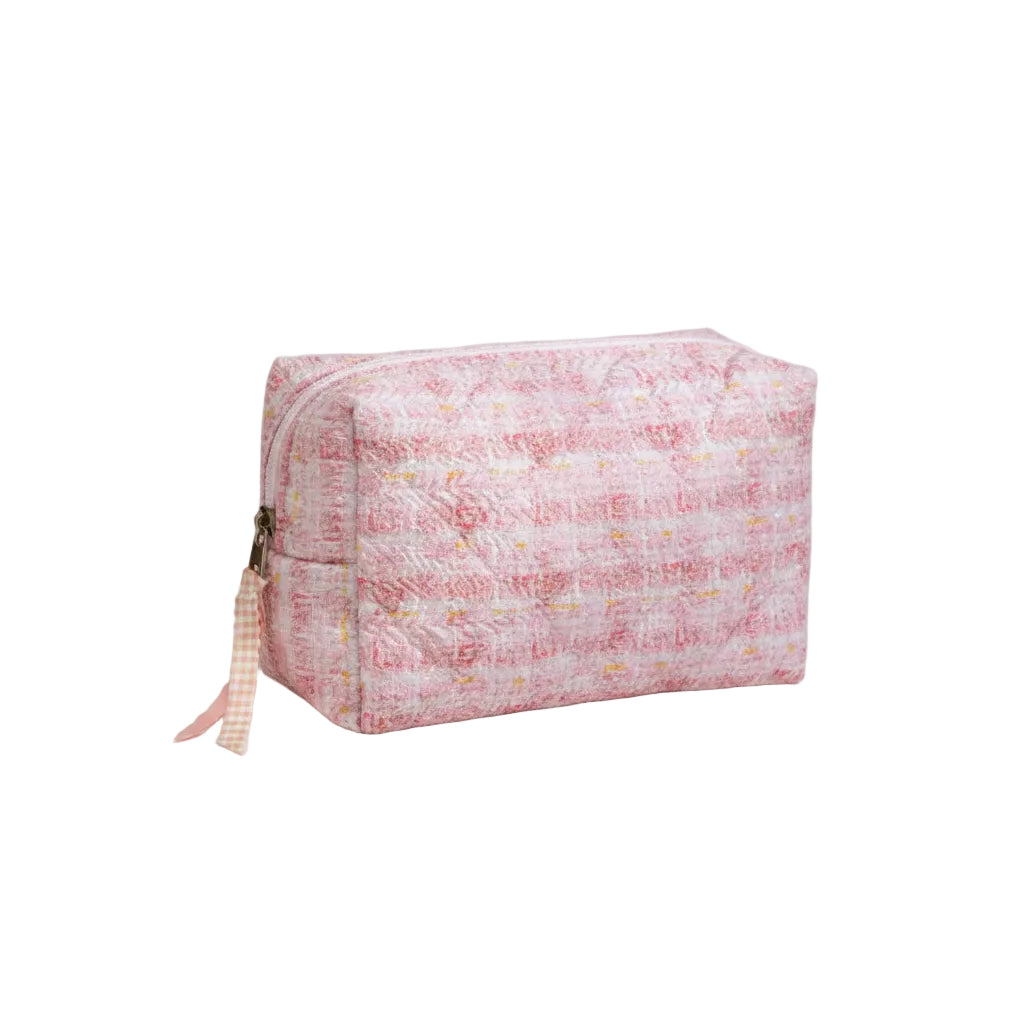 quilted make up bag medium pink
