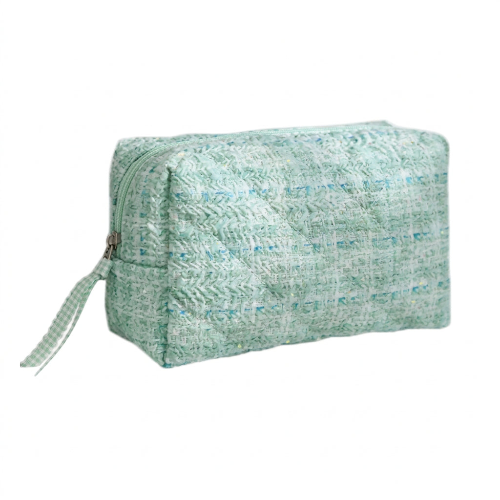 quilted make up bag medium blue