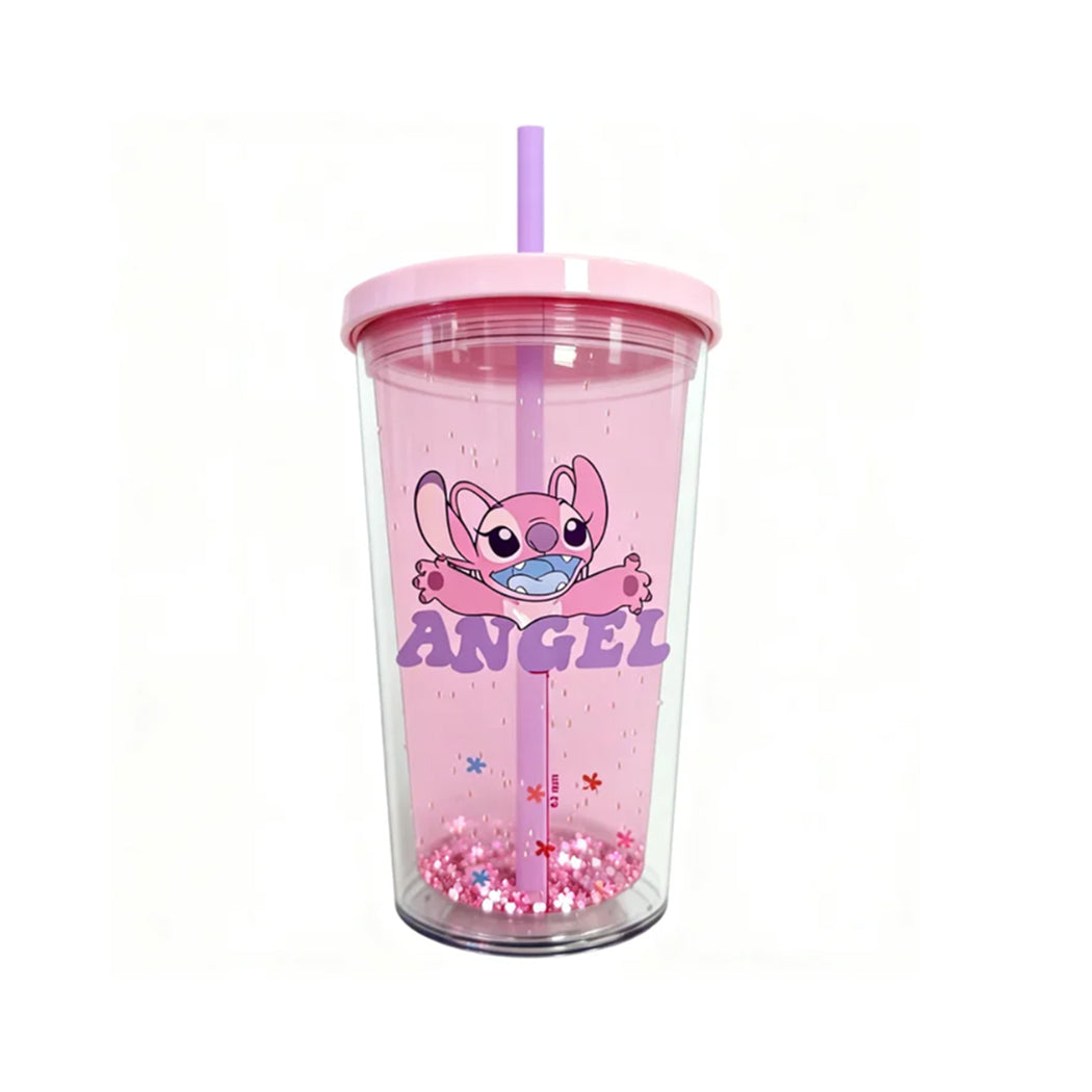 Gobelet Plastique Double Paroi 480mL Stitch - Rose