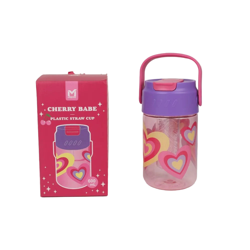 Gobelet Paille Plastique 600mL Cherry Babe