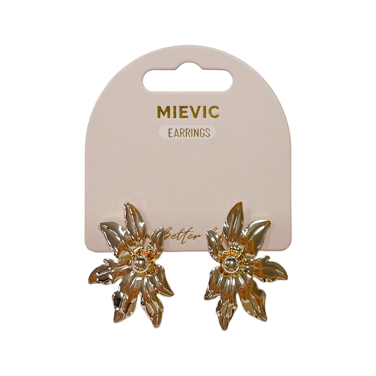 Boucles d'Oreilles Floral Statement Puces - Doré