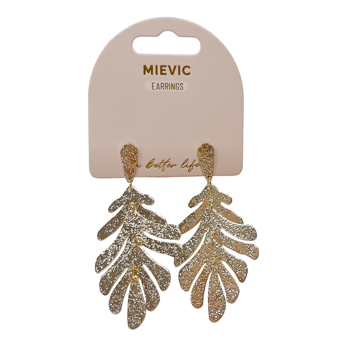 Boucles d'Oreilles Leaf Drop Glitter - Doré