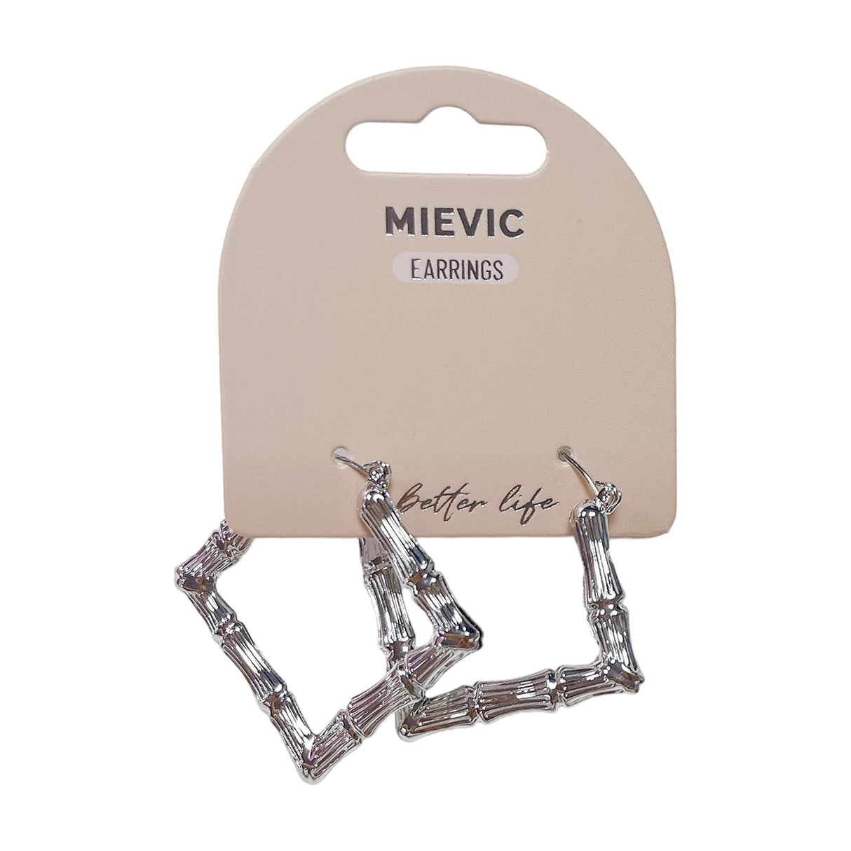 Boucles d'Oreilles Carré Textured Créoles - Argenté