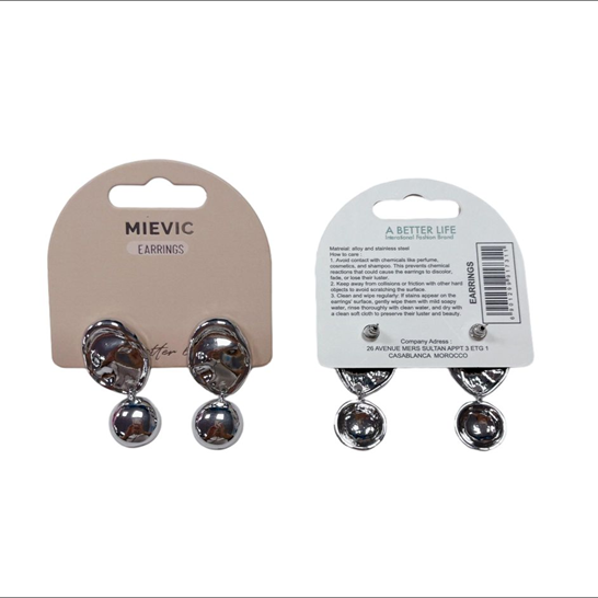 Boucles d'Oreilles Oval Drop Puces - Argenté