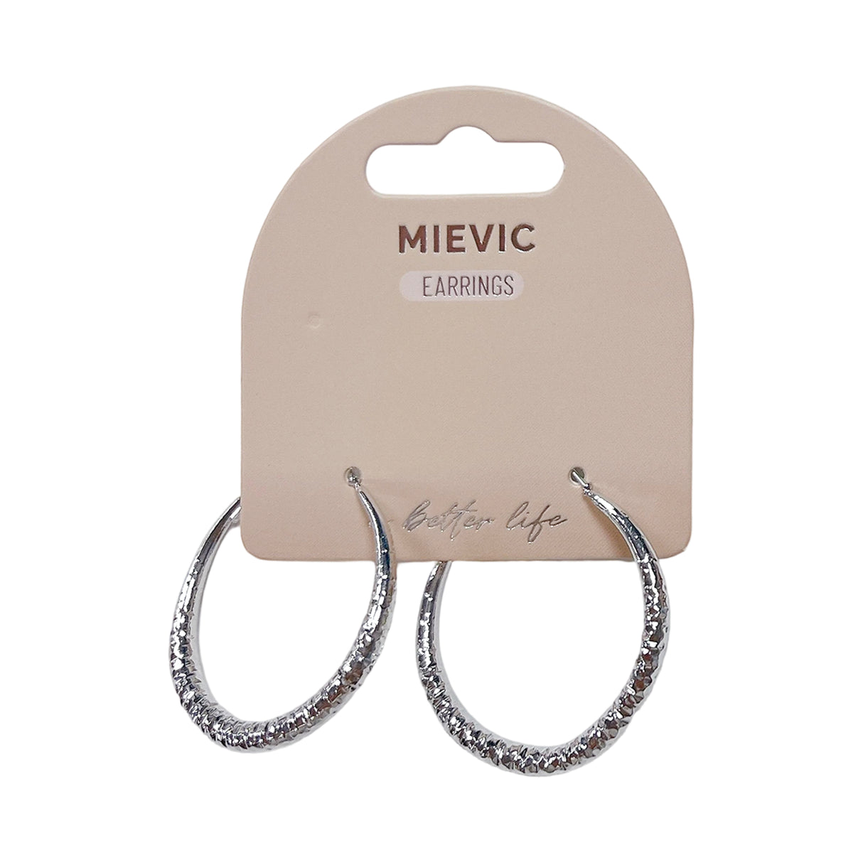 Boucles d'Oreilles Textured Grand Créoles - Argenté