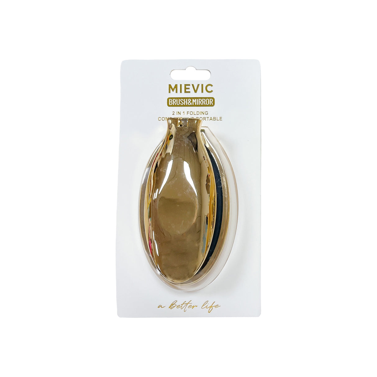 Brosse à Cheveux Miroir Ovale Série Or