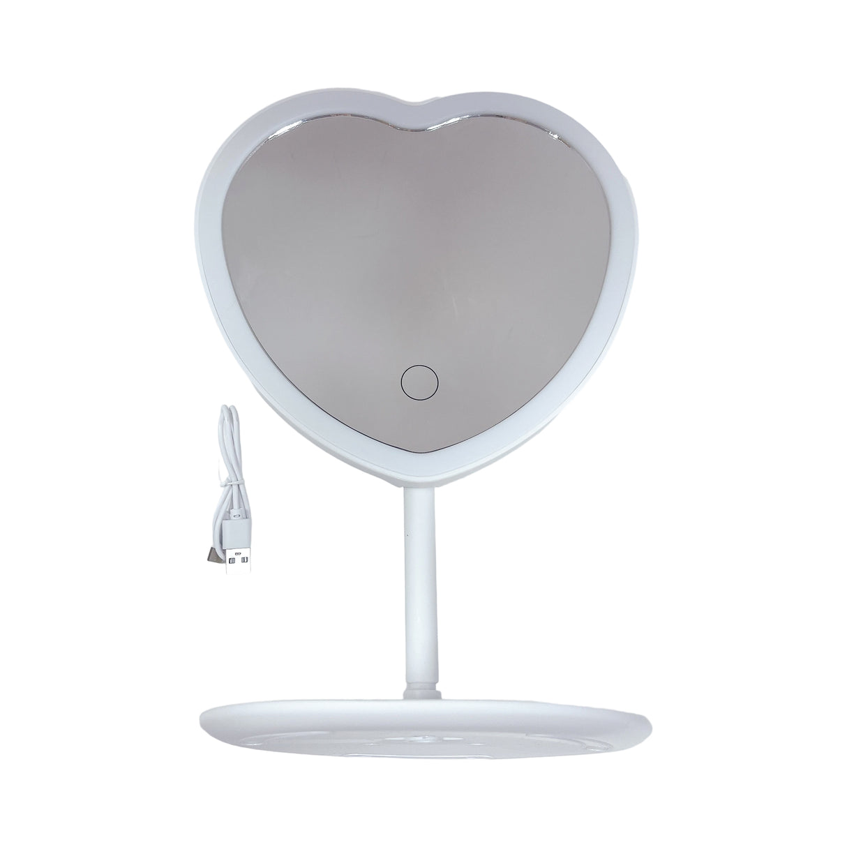 Heart Shape Table Makeup Mirror White