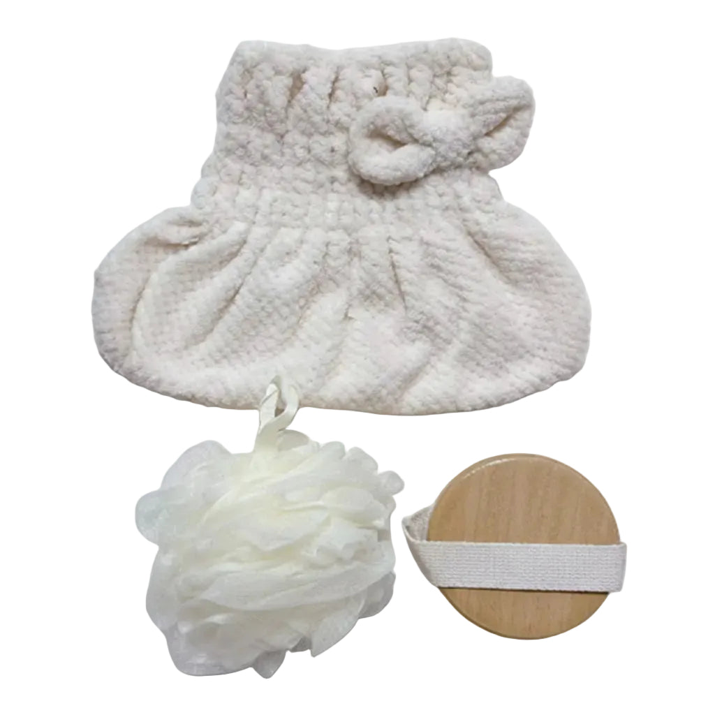 Set Bain 3 pcs (Bonnet + Éponge + Brosse)