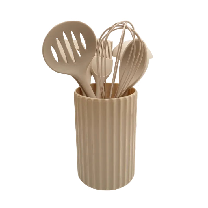 Set de 6 ustensiles de cuisine en silicone avec support PP