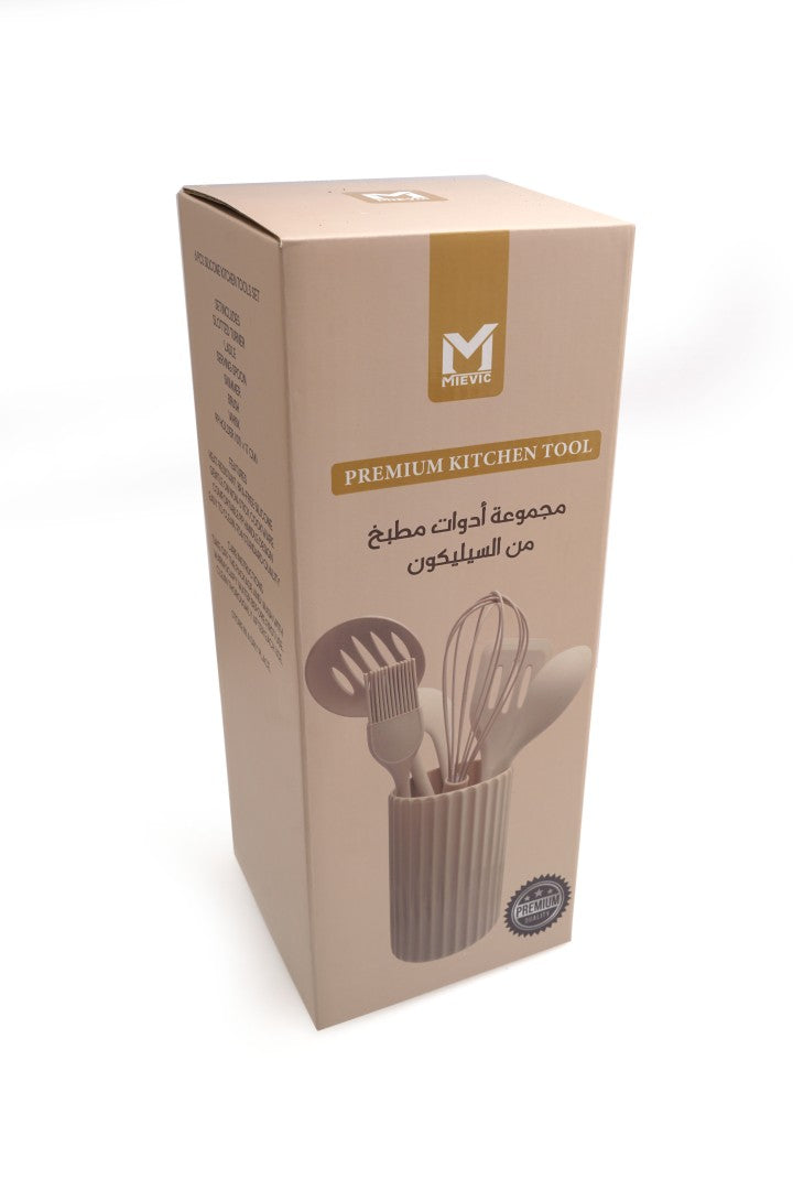 Set de 6 ustensiles de cuisine en silicone avec support PP