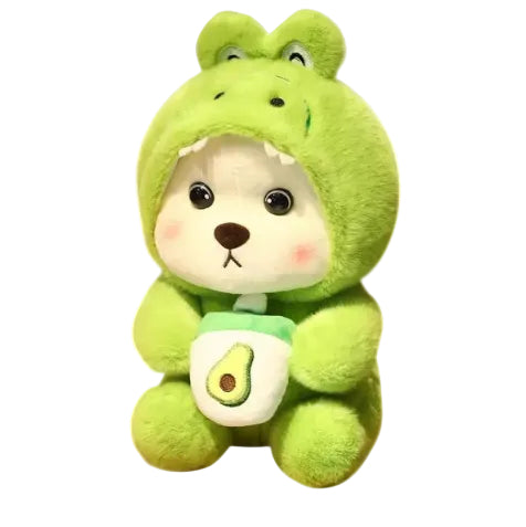 Peluche Ours Transformable en Poupée Tissu Vert