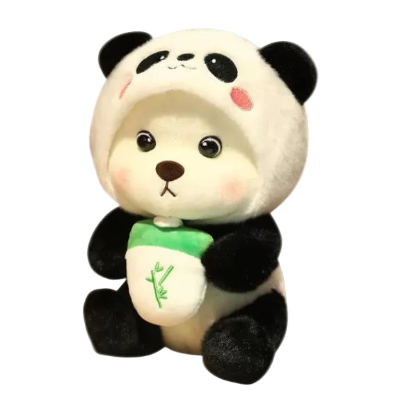 Peluche Ours Transformable en Poupée Tissu Noir