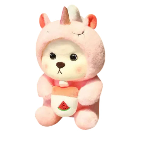 Peluche Ours Transformable en Poupée Tissu Rose