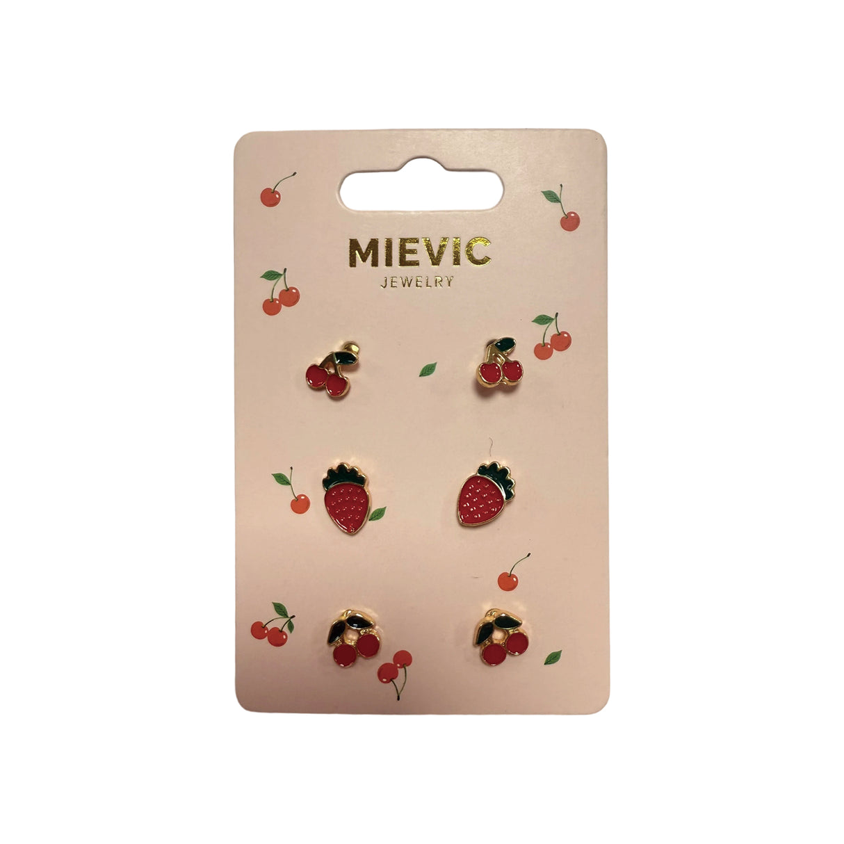 Lot de 3 Paires de Boucles d'Oreilles Série Cherry