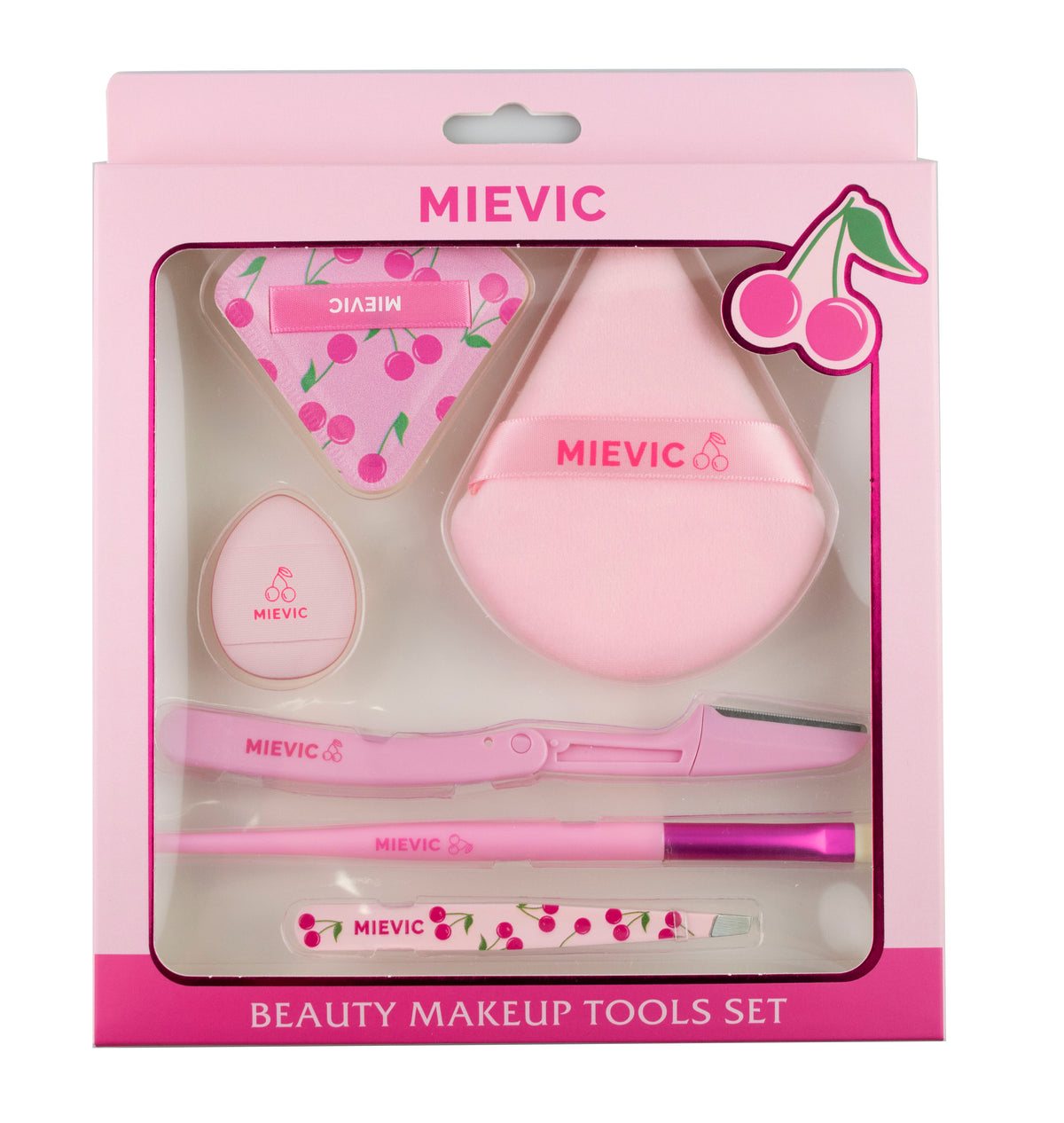 Set de Maquillage 6 Pièces Rose – Éponges, Rasoir Visage et Pinceaux