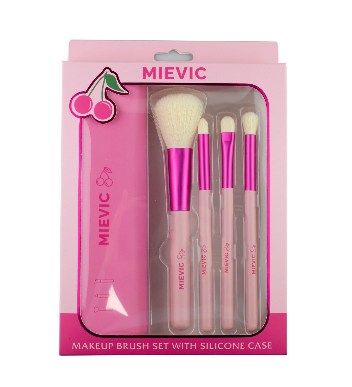 4PCS Brosse Maquillage Brosse Set Rose