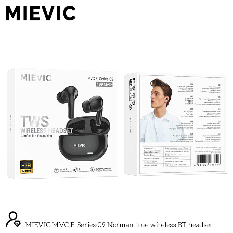 Écouteurs Bluetooth sans fil noir