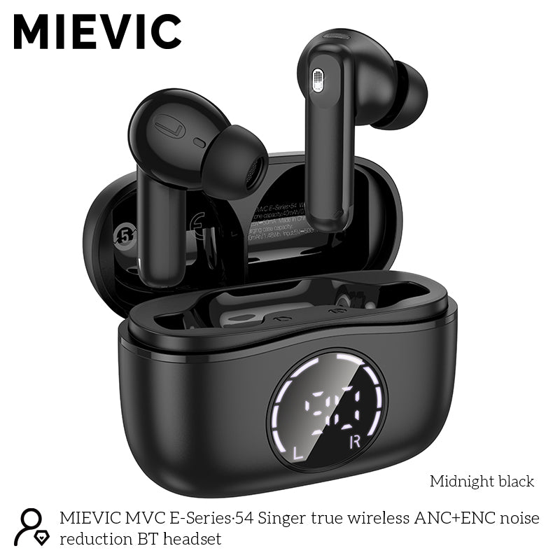 Écouteurs Bluetooth sans fil avec réduction de bruit ANC+ENC - Noir