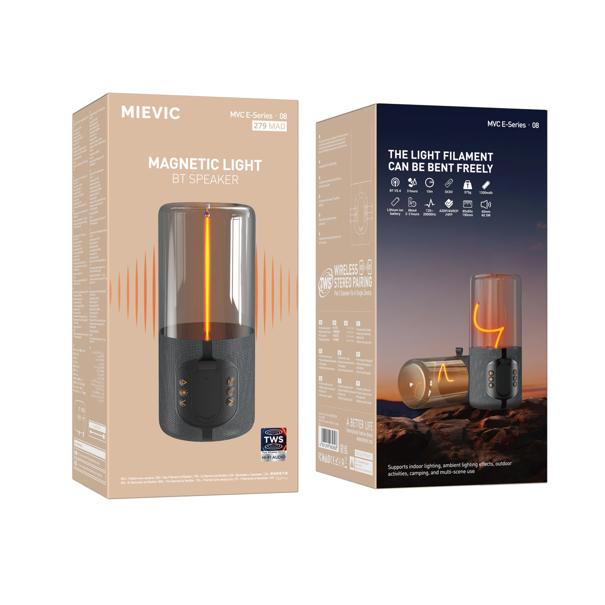 Veilleuse magnétique et enceinte Bluetooth Rocket gris