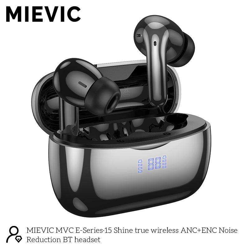 Écouteurs Bluetooth True Wireless avec réduction de bruit ANC+ENC noir émaillé