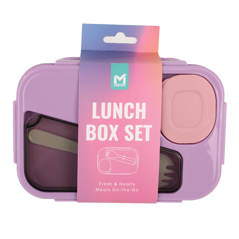 Boîte à déjeuner rectangulaire en plastique avec poignée latérale - violet