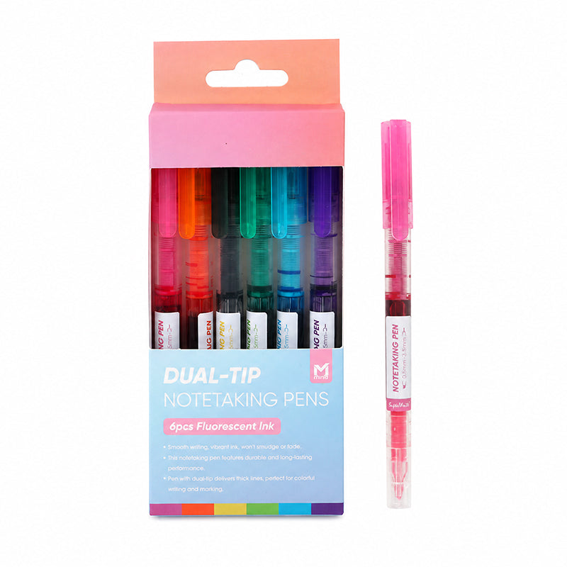 Set de 6 Stylos à Double Pointe pour Prise de Notes