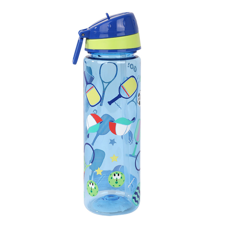 650ml Bouteille en plastique avec paille - bleu