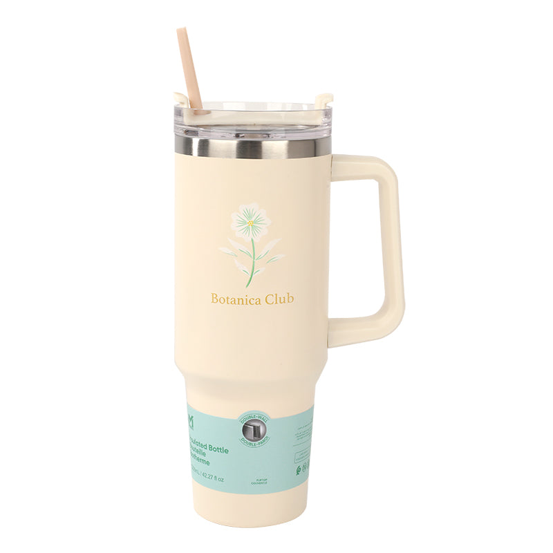 Cream SS gobelet isotherme avec poignée and straw 1250ml